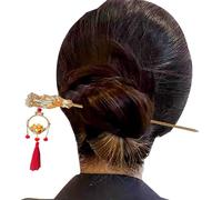 Bâtons de cheveux pour petits pains - baguettes de cheveux chinoises vintage,Bâtonnets à avec pompon lanterne brillante, Style ancien chinois Vintage, accessoires pour la fabrication de cheveu