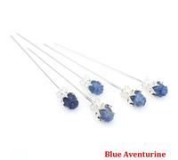 Bâtons De Cheveux Roses Vintage Pour Femmes,Disque De Fleur Simple Rétro,Baguettes,Épingles À Cheveux,Coiffure,Accessoires De Bijoux En Cristal - Type Blue Aventurine-20 Pcs