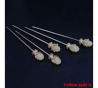 Bâtons De Cheveux Roses Vintage Pour Femmes,Disque De Fleur Simple Rétro,Baguettes,Épingles À Cheveux,Coiffure,Accessoires De Bijoux En Cristal - Type Yellow Jade G-20 Pcs