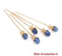 Bâtons De Cheveux Roses Vintage Pour Femmes,Disque De Fleur Simple Rétro,Baguettes,Épingles À Cheveux,Coiffure,Accessoires De Bijoux En Cristal - Type Blue Aventurine G-20 Pcs