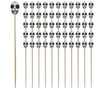 Bâtons de cocktail, 100pcs Sticks de fruits jetables cocktail bambou mignon décorations d'Halloween pour, fête, fruits, crâne