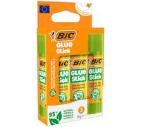 Bâtons de colle BIC 8 g, formule composée à 95 % d’ingrédients naturels en tube rotatif pour les travaux manuels - Pack de 3