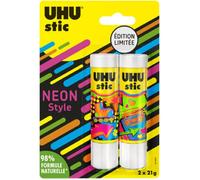 UHU Stic – Bâtons de colle sans solvants, Édition Limitée Néon, blanc, 2 x 21 g
