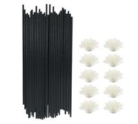 Bâtons de Diffuseur,50 Pcs 25 cm Batonnets Diffuseur Parfum Bâtons de Fibre avec 10 Fleurs,Bâtons de Rechange pour dans Maison Bureau Hôtel Spa (Noir)
