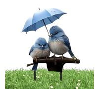 Bâtons de jardin décoratifs - Oiseau avec parapluie résistant aux intempéries - Oiseau avec piquets de jardin - Signe merveilleux - Insert plat en acrylique 2D pour terrasse, jardin, arrière-cour
