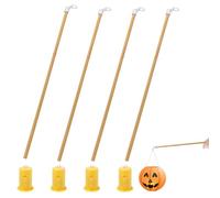 Bâtons de Lanterne, 4 Pièces Bâtons de Lanterne en Bois et 4 Pièces LED pour Lanternes, Lampe décorative LED, Bâton de Lanternes pour Enfants pour La Saint-Martin, Halloween, Anniversaires, Noël