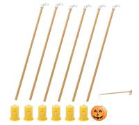 Bâtons de Lanterne, 6 Pièces Bâtons de Lanterne en Bois et 6 Pièces LED pour Lanternes, Lampe décorative LED, Bâton de Lanternes pour Enfants pour La Saint-Martin, Halloween, Anniversaires, Noël