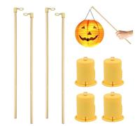 Bâtons de Lanterne Halloween 4 Pièces 26,5 cm Bâtons Lanternes avec 4 Pièces Lumière LED pour Lanterne Bâton à Lampions pour St Martin, Mascarade, Parade des Lanternes, Noël
