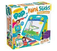 Bâtons de peinture pour enfants - Chevalet de table portable - Pliable pour le rangement, double face avec tableau blanc effaçable - Comprend 6 bâtons de peinture, un plumeau et des trombones