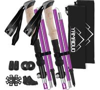 Bâtons De Randonnée En Aluminium 2 Pcs,Baton De Marche Nordique Pliable Télescopique Antichoc Antidérapant 105-125 Cm,Baton De Randonnée Avec 4 Paires De Tampons Caoutchouc Pour Trekking.[Q160]