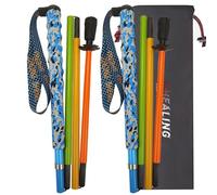 Bâtons de randonnée ultralégers en fibre de carbone pliables - Lot de 2 bâtons de randonnée avec poignées anti-humidité - Bâtons de randonnée avec sac de rangement (130 cm)