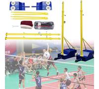 Bâtons de volleyball et badminton portables autoportants avec filet réglable en hauteur pour entraînement intérieur et extérieur