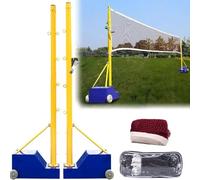 Bâtons de volleyball et cadre de filet de badminton - Bâton de volleyball portable et robuste avec roues, hauteurs réglables de 1,5 à 2,1 m pour adultes et enfants