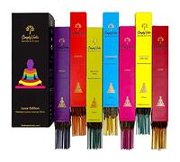 Bâtons d'encens Simply Vedic Premium Luxe Series | 7 bâtons d'encens (175 bâtons) - Lavande, Bois de Santal, Jasmin, Patchouli, Rose, Vanille et Temple Indien | avec Porte-bâtons d'encens