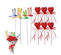 Bâtons libellules pour jardin - Décoration d'aménagement paysager - Prise en forme de cœur - Pour jardiniers, intérieur et extérieur, bricolage, jardinier, chemin, pelouse, arrière-cour, balcon