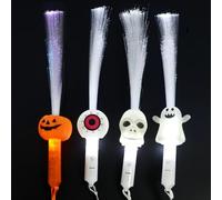 Bâtons Lumineux LED en Fibre,4 Pièces Bâtons LED Lumineux Plumeaux Lumineux Lightstick Blanc Halloween Lumineux dans l'obscurité avec Fantômes,citrouilles pour Enfants Cadeau de fête