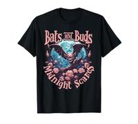 Bats and Buds Midnight Scares Halloween Gardening Gardener T-Shirt