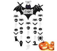 Bats suspendus d'Halloween - Décorations suspendues au vent et aux chauves-souris | Décorations de chauves-souris d'Halloween avec design anti-chute, décoration de suspension de porte d'entrée pour ja