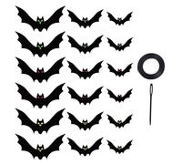 Bats Wall Decor - Card/Paper, Multi-Size Black Bat Set Party Decoration Double-Sided Hanging Ornaments | Easy Halloween Setup Lifelike Suspended Prop, Spooky Wall Decor For Window, Door, Garden, Patio