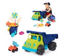 Battat B. Toys - Colossal Cruiser & Sand Ahoy! - Bleu - Grand Camion-Benne et Jouet en Sable - 10 Jouets de Plage et de bac à Sable - Camion, Godet, Pelle et + Encore - 18 Mois et +