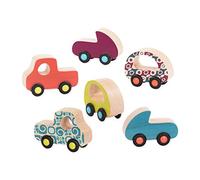 Battat B. Toys - Les Wheee-Lees gratuits - 6 Mini-Voitures en Bois colorées - Ensemble de véhicules Lisses pour Tout-Petits et Enfants - 12 Mois et +