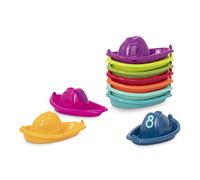 Battat - Bateaux de Bain empilables numérotés, 10 Bateaux flottants | 10 bateaux à empiler et à raccorder pour le bain, la piscine ou la plage, numérotés de 1 à 10, Lot de 10, 6 mois et +