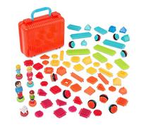 Battat, Blocs de Construction à emboîter, Mallette, Jeu de 85 pièces | Comprend 85 pièces, avec figurines de famille et d’animaux, roues fonctionnelles et mallette, 2 ans et +
