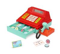 Battat - Toy Cash Register for Kids, Toddlers - Red Calculating Cash Register with Scanner - Pretend Play Toy - 3 Years + - Red Calculating Cash Register with Scanner, Moyen