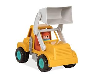 Battat Camion Chargeur Frontal, véhicule de Chantier Jaune Classique | Chargeur avant mobile, roues en caoutchouc souple et 1 conducteur inclus, format adapté aux petites mains, 18 mois et +