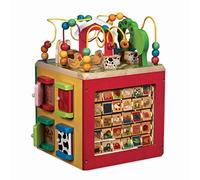 Battat - Centre d'activités en bois sur le thème de la ferme - Cube d'activité en bois - Centre d'activités sur le thème de la ferme - Jouet éducatif - 1 an et +