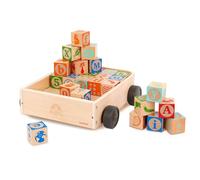 Battat - Chariot en Bois à Blocs ABC - Blocs pour bébés avec Chariot - Jouet en Bois - Jouet éducatif - 18 Mois et +