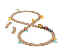 Battat Coffret de Train Tout Le Monde à Bord, Rails et Panneaux | Comprend 29 pièces au total : 1 locomotive, 1 train de passagers, 1 wagon de marchandises, 19 rails, 7 panneaux, 2 ans et +
