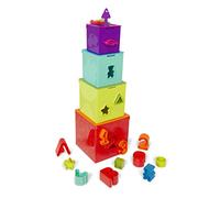 Battat - Cubes d'activité Lock & Learn - Boîtes de tri et d'empilage - Cubes de Jeu emboîtables pour Tout-Petits - Clés de dextérité avec Code Couleur - Chiffres, Lettres et Formes - 2 Ans et +