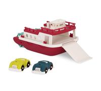 Battat - Wonder Wheels - Bateau Ferry Flotant - Jouet de bain avec voitures pour les tout-petits - 3 pieces - Rouge et blanc, 1 an Plus