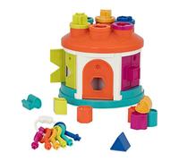 Battat - Maison de tri des Formes et Couleurs avec clés à Code Couleur | Maison de tri à emporter avec 12 formes, 1 ensemble de 6 clés à code couleur, poignée et rangement intérieur, 2 ans et +