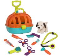 Battat Rolling Pet Plush Dog Toy Animal Hospital Playset Pretend Kit For Toddlers 2 Years Pup Go Vet Carrier Bt2625c1z