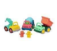 Battat Wonder Wheels - Lot de 3 camions pour Enfants - Benne, Ciment, remorque - Matériaux recyclables - Construction - 1+