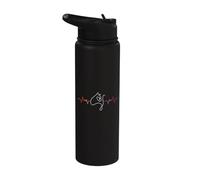 Battement de Cœur avec Chat Minimaliste et Élégant Stainless Steel Insulated Water Bottle