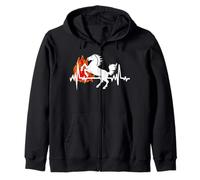 Battement de Cœur du Cheval Équitation Feu Chaleur Sweat à Capuche