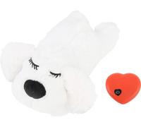 Battement de cœur Jouet chiot interactif peluche animal farci pour animal de compagnie sommeil comportemental aide apaisante Blanc