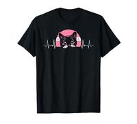 Battement de Cœur Lesbien Chat Curieux Drapeau Fierté T-Shirt