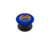 Battement de cœur Vintage avec Dauphins et Palmiers tropicaux PopSockets PopGrip Adhésif