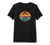 Battement de cœur Vintage avec Dauphins et Palmiers tropicaux T-Shirt Haut de Gamme