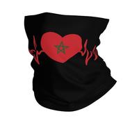 Battements De Cœur Marocains J'aime Le Maroc Drapeau en Forme De Cœur Homme Femme Echarpe Gaiter Anti-Solaire Bandeau Magique Élastique Echarpe Tête Pirate pour Bike Sports Yoga