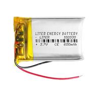 Batterie 102030 LiPo 3.7V 600mAh 2.22Wh 1S 5C Liter Energy Battery pour l'électronique Rechargeable Téléphone Portable Smartwatch GPS - Ne Convient Pas à la Radiocommande 32x20x10mm (600mAh|102030)