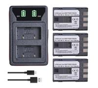 Batterie 1100mAh NB 2LH NB-2L BP-2L5 + LED Double Chargeur USB Intégré, Compatible For Canon. For Rebel XT XTi EOS 350D PowerShot S50 G9 EOS 350D 400D(3Battery withCharger)