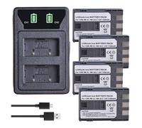 Batterie 1100mAh NB 2LH NB-2L BP-2L5 + LED Double Chargeur USB Intégré, Compatible For Canon. For Rebel XT XTi EOS 350D PowerShot S50 G9 EOS 350D 400D(4Battery withCharger)