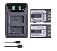 Batterie 1100mAh NB 2LH NB-2L BP-2L5 + LED Double Chargeur USB Intégré, Compatible For Canon. For Rebel XT XTi EOS 350D PowerShot S50 G9 EOS 350D 400D(2Battery withCharger)