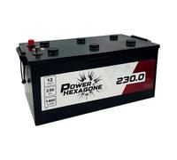 Batterie 12V 230Ah C - Démarrage 1400A - Batterie Poids Lourd Sans Entretien - Format C Compatible Camion, Engin, Tracteur, Chantier - Remplacement Origine - Power Hexagone