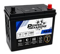 Batterie 12V 45Ah B24L - Démarrage 380A - Batterie Auto Sans Entretien - Format B24L Compact Compatible Voiture, Engin, Tracteur - Remplacement Origine - Power Hexagone